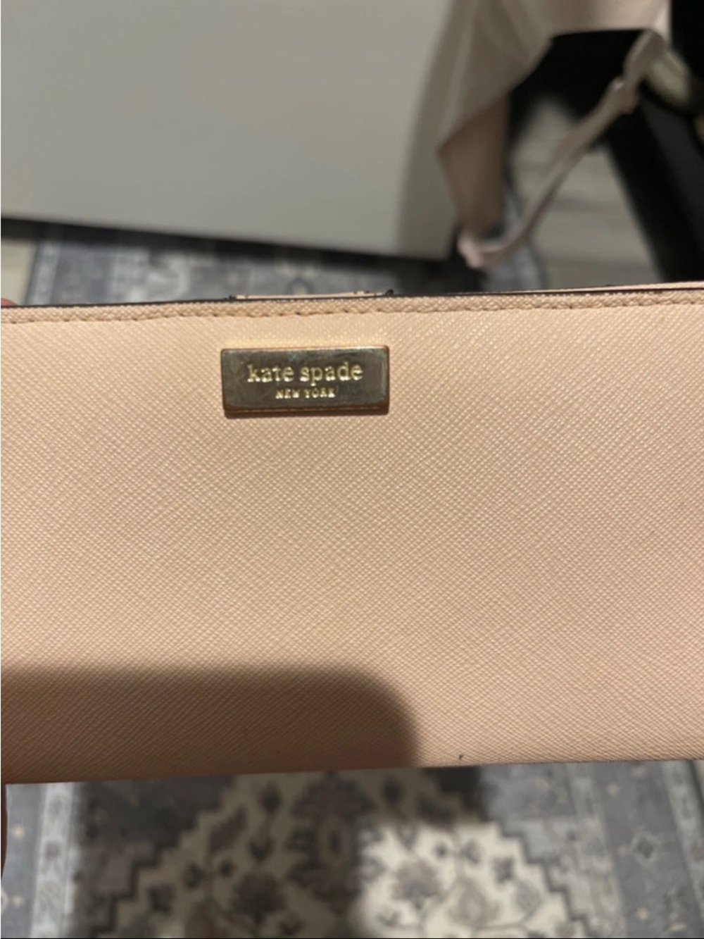 kate spade Blush Pink Saffiano Wallet with Gold Plaque